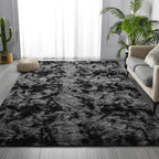 Large Shag Area Rugs 8 x 10, Tie-Dyed Plush Fuzzy Rugs for Living Room, Ultra Soft Fluffy Furry Rug for Bedroom, Indoor Carpet Nursery Rugs for Kids Room Home Decor, Dark Grey