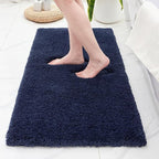 Bathroom Rugs 24x48 Non Slip Navy Fluffy Bath Mat for Bathroom Floor Washable Plush Luxury Bath Rug for Tub Soft Shaggy Absorbent Shower Sink Mat