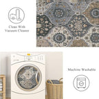 Lahome Moroccan Trellis Washable Area Rugs, 3x5 Rug for Bedroom Entryway Indoor Non-Slip, Small Oriental Accent Carpet for Living Room Kitchen Bathroom Office, Grey