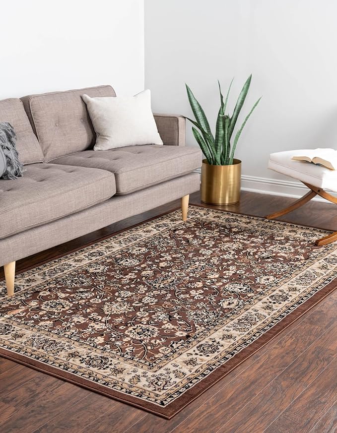 Unique Loom Sialk Hill Collection Area Rug - Washington (6' 1" x 9' Rectangle Brown/Black)
