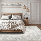 ReaLife Rugs Machine Washable Area Rug - Living Room Bedroom Bathroom Kitchen Entryway Office - Padded Low Pile Stain Resistant Premium - Boho Farmhouse Vintage - Paige - Ivory 5' x 7'