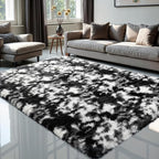 Zentavio Black and White Area Rugs for Living Room Large Rugs for Bedroom 5x8 Soft Carpet Fluffy Furry Shag Aesthetic Plush High Pile Gray Throw Rug for Nursery Kids Room Dorm Tie-Dyed