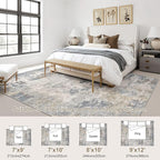 7x10 Area Rug Living Room Rugs - Washable Neutral Modern Abstract Soft Thin Large Rug Indoor Floor No Slip Rug Carpet for Bedroom Under Dining Table Home Office Decor - Blue Grey