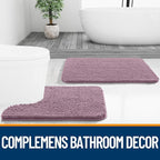 OLANLY Bathroom Rugs 47x17, Extra Soft Absorbent Chenille Bath Rugs, Rubber Backing Quick Dry, Machine Washable Bath Mats for Bathroom Floor, Tub and Shower, Home Decor Accessories, Deep Plum