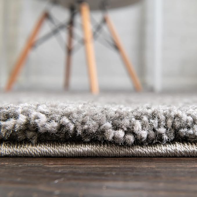 Unique Loom Solo Collection Area Rug - Calabasas (7' 10" x 10' Oval, Gray)