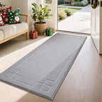 BEQHAUSE Door Mat 24" x 60", Non-Slip Door Mats Indoor Entryway Rugs Washable Low-Profile Absorbent and Stain Resist Floor Mats, Dog Door Mat for Front Back Door, Muddy Wet Shoes & Paws, Light Grey
