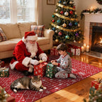 Lahome Christmas Rug 3x5 Red Washable Non Slip Small Area Rug Soft Low Pile Office Carpet Moroccan Snowflake Throw Rug for Living Dining Room Bedroom Xmas Holiday Decor Bedroom Rugs,