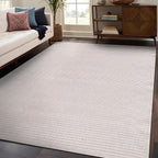 Beverly Rug Easy Jute Off White Rug 8x10 Solid Washable Durable Outdoor Indoor Area Rugs for Living Dining Room Patio Office Stain Resistant Non Shedding Casual Indoor Outside Carpet 8 x 10 Off-White