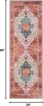 Moynesa Ultra-Thin Washable Runner Rug - Pink 2x5 Bathroom Rug Low Pile Hallway Rug Runner, Non Slip Pet Friendly Indoor Floor Carpet Runner for Kitchen Living Room Bedside Laundry Room