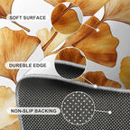 Golden Leaf Rugs for Bedroom - 3x5 Area Rug - 3D Ginkgo Leaf Rugs for Living Room, Modern Simple Art Rug, Non-Slip Washable Home Decor Carpet