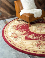 Unique Loom Versailles Collection Traditional Classic Floral Motif Area Rug (4' 0 x 4' 0 Square, Burgundy/ Ivory)