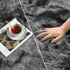 Shag Area Rug, 4 X 6 Tie-Dyed Plush Fuzzy Rugs for Living Room, Ultra Soft Fluffy Furry Rug for Bedroom, Indoor Carpet Nursery Rugs for Kids Room Home Decor, Dark Grey