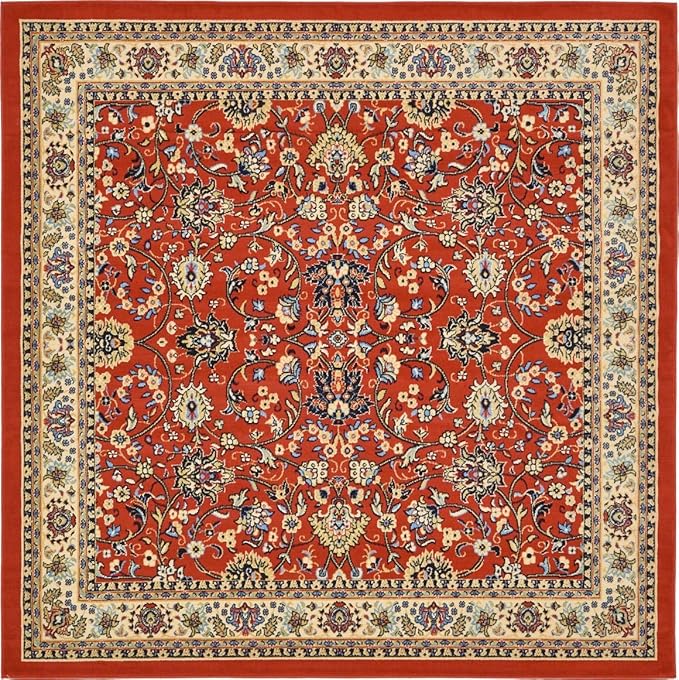 Unique Loom Sialk Hill Collection Area Rug - Washington (8' Square Terracotta/Cream)