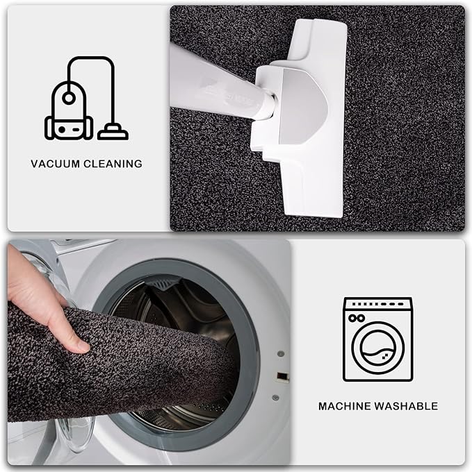 PURRUGS Dirt Trapping Door Mat 20" x 31.5", Non-Slip Machine Washable Entry Rug, Shoe Scraper, Dog Doormat, Super Absorbent Welcome Mat for Front & Back Door, Muddy Shoes & Paws, Charcoal