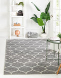 Rugs.com Lattice Frieze Collection Rug – 7' x 10' Light Gray Medium Rug Perfect for Living Rooms, Large Dining Rooms, Open Floorplans