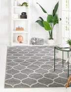 Rugs.com Lattice Frieze Collection Rug – 3' 3 x 5' 3 Light Gray Medium Rug Perfect for Living Rooms, Large Dining Rooms, Open Floorplans