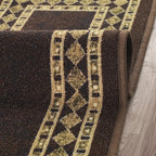 Antep Rugs Alfombras Modern Bordered 2pc Non-Skid (Non-Slip) Low Profile Pile Rubber Backing Indoor Kitchen Runner Rugs (Brown Beige, 2pc Set)