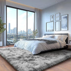 Large Soft Fluffy Rugs for Bedroom, Anti-Skid Indoor Carpet Nursery Rugs for Kids Room Home Decor, Fuzzy Rug Tie-Dyed Light Grey 9x12 Feet
