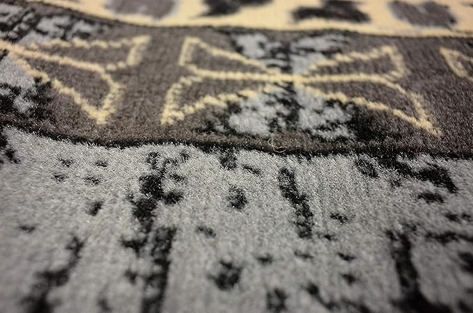 Unique Loom Taftan Collection Border Geometric Tribal Inspired Design Area Rug (8' 0 x 10' 0 Rectangular, Gray/ Black)