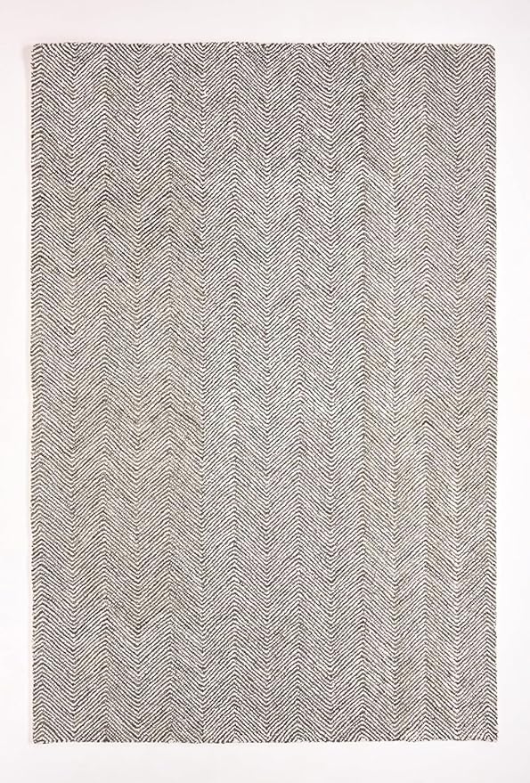 Modern Herringbone Chevron Collection Handcrafted Wool Area Rug - Durable, Zigzag Pattern, for High Traffic, Contemporary Design for Living Room, Bedroom, Dining Room Decor (Dark Olive, 7' x 10')