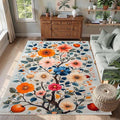 10x12 Colorful Flower Area Rugs, Floral Vintage Large Rugs, Floral Rugs, Botanical Rug, Washable Boho Botanical Non Slip Carpet for Living Room, Bedroom, Kids Room