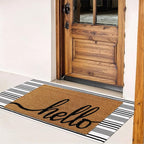 Outdoor Rug Front Door Mat 2'x4.3', Cotton Indoor Doormat Washable Black and White Striped Rug, Foldable Reversible Layered Door Mats for Entryway/Farmhouse/Home Entrance
