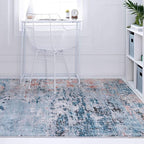 Rugs.com Leipzig Collection Area Rug – 4' x 6' Blue Low-Pile Rug Perfect for Entryways, Kitchens, Breakfast Nooks, Accent Pieces…