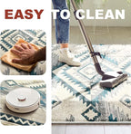 YHSF South West Native American Rug Ritz – Native Tribal American Indian Inspired Rug - Living Room, Bedroom, Hallway, Entryway & High-Traffic Area Rugs - Washable - Soft - Aqua, 2 Feet x 7 Feet