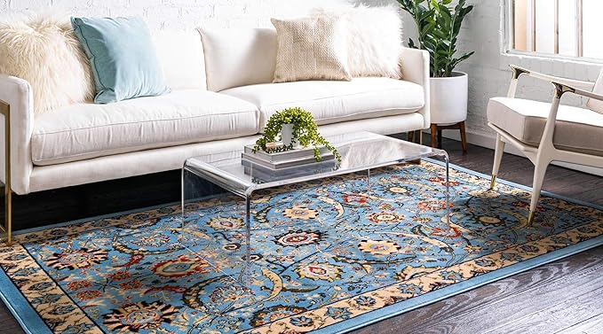 Unique Loom Espahan Collection Area Rug - Cape Cod (4' 1" x 6' 1" Rectangle, Blue/ Black)