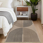 Easy Jute Rainbow Area Rug, 3x5 Indoor Outdoor Entryway Rug Washable Non-Slip Modern Boho Kitchen Rugs, Neutral Farmhouse Abstract Throw Carpet for Living Room Patio Kids Room