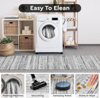 2x6 Runner Rug Machine Washable Non Slip Area Rug Distressed Neutral Moroccan Boho Rug Ultra Soft Floor Runners for Hallways for Entryway Laundry Room Kitchen, Black