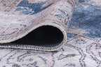GLN Rugs Traditional Collection - Machine Washable Area Rug, Traditional Washable, Non Slip, Low Pile Chenille Rug, Living Room, Bedroom, Kitchen Rug (5' x 7' Cream/Navy)