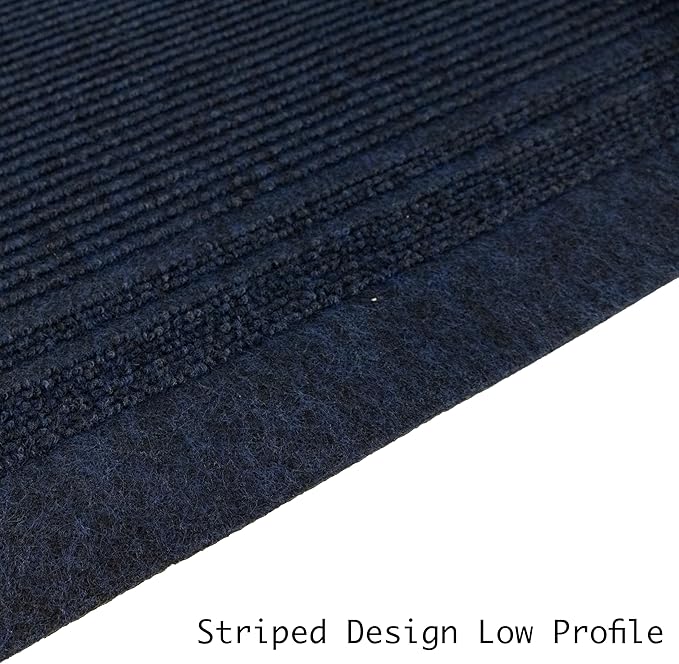 English Home Custom Size Anti Slip Striped Design Light Weight Durable TPR Backing Thin Pile Runner Rug (36" x 11')