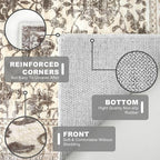 KILOCOCO Hallway Runner 2x5 Kitchen Runner Rug Printed Vintage Floral Washable Non-Slip Rubber Backed Runners for Hallways Laundry Room Distressed Boho Rugs for Entryway Bedroom, Beige/Brown