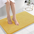 OLANLY Bathroom Rugs 24x16, Extra Soft Absorbent Chenille Bath Rugs, Rubber Backing Quick Dry, Machine Washable Bath Mats for Bathroom Floor, Tub and Shower, Home Decor Accessories, Yellow