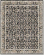 Washable 2x3 Entryway Rug, Boho Non-Slip Door Mat Vintage Distress Small Rugs for Kitchen Nursery Office Bedroom, 0.3" Neutral Oriental Throw Carpet with Cushioning Pad, Black/Brown/Blue/Multi