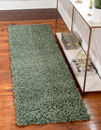 Unique Loom Davos Shag Collection Area Rug - Solid (2' 7" x 16' 5" Runner, Sage)