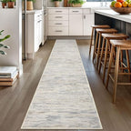 2x10 Modern Abstract Runner Rug for Hallways, Gray Beige Neutral Multi Super Soft Hallway Decor Kitchen Rugs with Non-Slip, Non-Shedding Washable Rug for Hallways Entryway Laundry Indoor