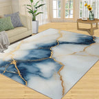 5x7 Abstract Marble Rugs for Bedroom - Blue-White-Marble Print Rug, Luxury Stone Pattern Rug Non Slip Soft Rugs for Living Room Hardwood Floors Teen Room