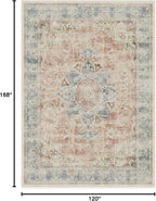 RUGGABLE Washable Vintage Area Rug – Sarrah Coral 10x14, Stain-Resistant, Non-Slip – Large Machine Washable Rugs for Living Room, Bedroom, Hallway, Entryway & Office–with Cushioned Pad