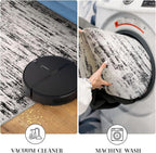 Modern Abstract Hallway Runner Rug, White Black Grey Taupe Washable Kitchen Runner Non-Slip Soft 2x8 Runner Rug Thin Print Faux Wool Carpet for Entryway Bedroom Laundry Room Indoor Home Decor