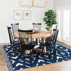 KILOCOCO Living Room Rug 5x7 Area Rug Printed Boho Washable Bedroom Rugs Non Slip Soft Large Moroccan Rubber Backed Indoor Rugs for Dining Room Office Farmhouse Geometric Carpet, Blue