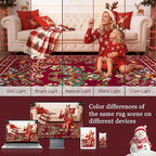 8x10 Area Rugs Living Room Rug: Christmas Washable Rug Floral Soft Carpet Indoor Floor Non-Slip Boho Stain Resistant Large Carpets for Bedroom Kids Nursery Dining Room Farmhouse Home Office Red