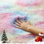 Ophanie Rainbow Rug for Bedroom Girls, Unicorn Colorful Fluffy Soft Cute Fuzzy Area Rugs, Shag Plush Shaggy Bedside Floor 4x6 Furry Carpet for Kids Baby Teen Dorm Nursery Home Decor Aesthetic