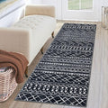 KUTA Moroccan Washable Hallway Runner Rug, 2x6 Non-Slip Vintage Black Boho Rugs Kitchen Runners Ultra Soft Distressed Geometric Floor Carpet for Bedroom Laundry Living Room