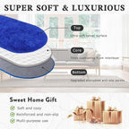 Soft Fluffy Area Rug for Bedroom, Blue Fuzzy Shaggy Oval Throw Rugs for Bedside, Non-Slip Cozy Plush Shag Carpet for Boys Kids Room Nursery Dorm Living Room, 2.6 x 5.3 Feet