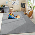 Amearea Large Modern Area Rugs for Bedroom Living Room, 6x9 Feet Grey Thickened Memory Foam Rug, Fluffy Indoor Washable Rugs Non Slip Minimalist Carpet for Boys Girls Dorm Nursery Room Decor