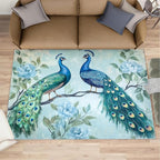 Peacock Rugs for Living Room - 4x6 Rug, Classic Peacock Floral Area Rugs for Bedroom, Teal Turquoise Rug, Modern Style Washable Carpet, Aesthetics Carpet - Peafowl Home Decor & Gifts