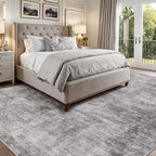 LUMI 4x6 Washable Area Rug for Living Room, Ultra Soft Modern Neutral Grey Rugs Non Slip with Rubber Backing, Low Profile, High Traffic, Stain Resistant Carpets, Ideal for Bedroom, Dining Room