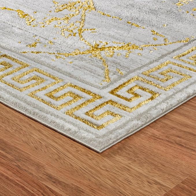 GLORY RUGS Area Rugs Marble 5X7 Cream Gold Carpet Modern Abstract Rug Living Room Dining Bedroom Rug